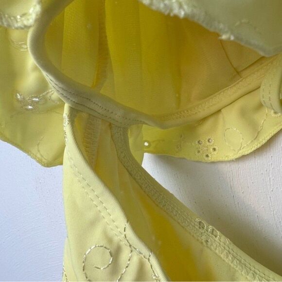 ASOS DESIGN Eyelet Tie Front Swimsuit Yellow Size 6 BNWT - Picture 7 of 8